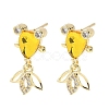 Brass Micro Pave Cubic Zirconia Fish Dangle Stud Earrings EJEW-K320-01G-21-1