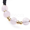 Adjustable Natural Rose Quartz Braided Bead Bracelets BJEW-JB04599-02-3