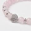 Natural Rose Quartz Stretch Bracelets BJEW-JB02818-2