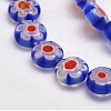 Handmade Millefiori Glass Flat Round Bead Strands X-LK-P011-12-3