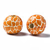 Painted Natural Wood European Beads X-WOOD-S057-055-4