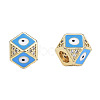 Brass Micro Pave Clear Cubic Zirconia Octagon European Bead with Enamel KK-N227-91B-1