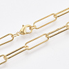 Brass Flat Oval Paperclip Chain Necklace Making MAK-S072-07A-G-1