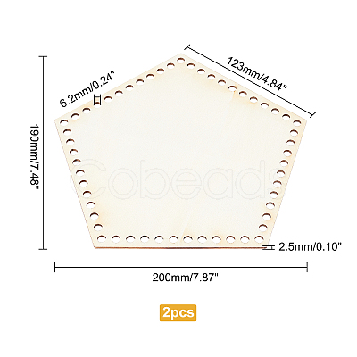 2Pcs Pentagon Wooden Basket Bottoms WOOD-PH0001-84-1