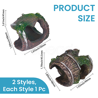 2Pcs 2 Styles Resin Stump Sculpture Display Decorations DJEW-GF0001-86-1