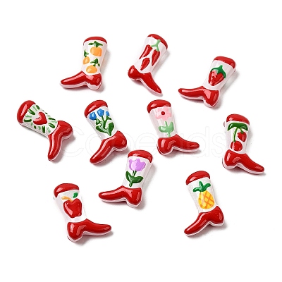 Boot Baking Paint Glass Enamel Beads LAMP-C020-02-01-1