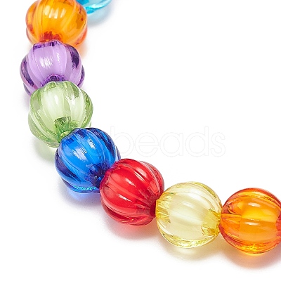 5Pcs 5 Style Pumpkin & Round & Polygon & Heart & Star Acrylic Beaded Stretch Bracelets Set BJEW-JB08927-1