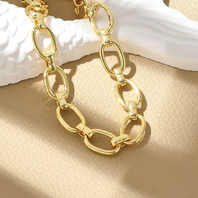 Brass Oval Link Chain Bracelets for Women Men BJEW-K273-11G-1