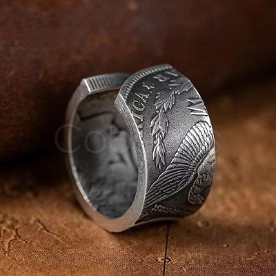 Coin Pattern Zinc Alloy Cuff Rings for Men FS-WG4E0D0-01-1
