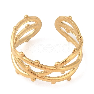 Ion Plating(IP) 304 Stainless Steel Open Cuff Rings for Women LS-RJEW-Z057-10G-01-1