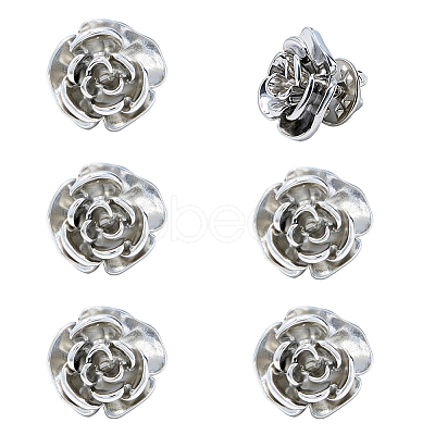 6Pcs Rose Flower Alloy Lapel Pin Backs for Backpack Clothes JEWB-FH0002-97P-1