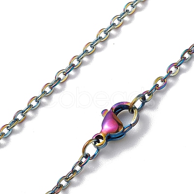 Ion Plating(IP) 304 Stainless Steel Cable Chain Necklace for Men Women NJEW-K245-024B-1