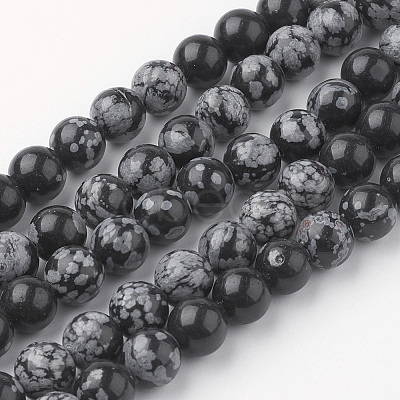 Natural Snowflake Obsidian Bead Strands G-G735-72-8mm-1