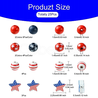 Painted Natural Wood Beads WOOD-YW0001-17-1
