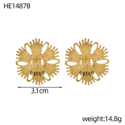 304 Stainless Steel Flower Stud Earrings for Women SA-OY003-35G-1