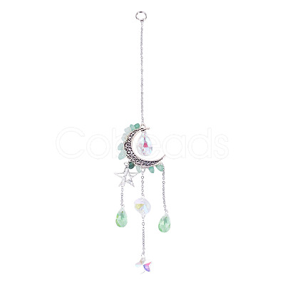 Moon & Star Alloy Hanging Ornaments HJEW-TADJ0023-1