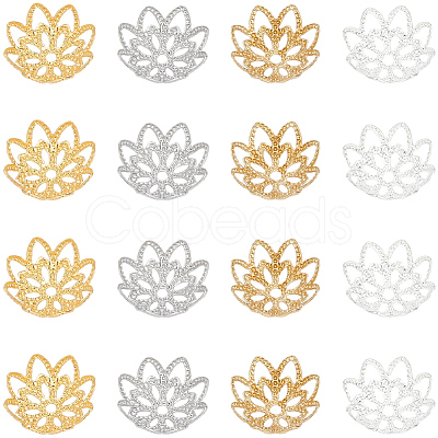 240Pcs 4 Colors Brass Fancy Bead Caps KK-PA0001-27-1