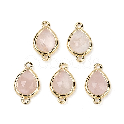 Natural Rose Quartz Faceted Connector Charms G-L514-048P-10-1