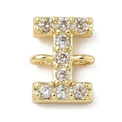 Brass Micro Pave Clear Cubic Zirconia Letter Links Connector Charms KK-I382-07G-I-1