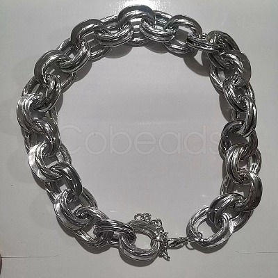 Unisex Thick Aluminum Double Link Chains Necklaces LS-NJEW-V006-01P-1