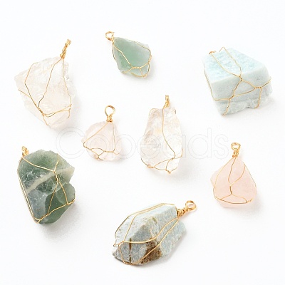 Rough Raw Natural Gemstone Pendants PALLOY-JF00506-1