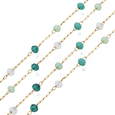 Glass Faceted Round Beaded Chains CHS-N003-07-1