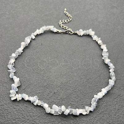 Gray Cat Eye Chip Beaded Necklaces for Women IW6789-66-1