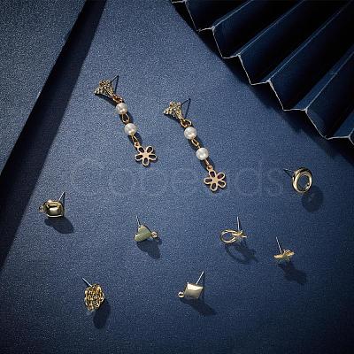 48Pcs Heart & Star & Moon & Geometric Alloy Stud Earring Findings PALLOY-PH0001-83LG-1