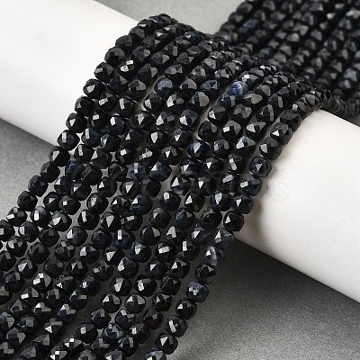 Natural Black Sapphire Beads Strands G-G259-C02-4x4mm-1