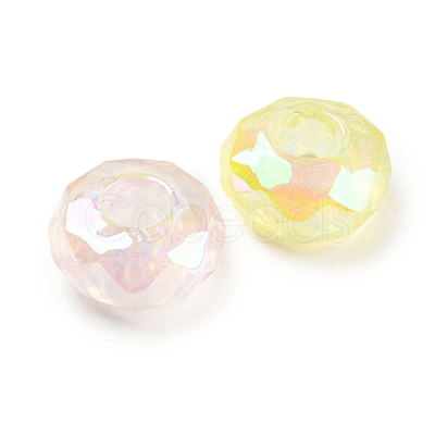 UV Plating Rainbow Iridescent Acrylic European Beads MACR-P040-01-1