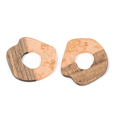 Transparent Resin & Walnut Wood Pendants RESI-S389-050A-B04-1