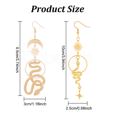 2 Pairs 2 Style Sun & Moon Planet Alloy Dangle Earrings EJEW-AN0002-42-1