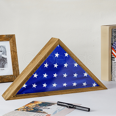 Triangle Wooden Wall Mounted Foldable Flag Cases CON-WH0125-09A-1