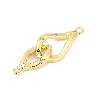 Brass Clear Cubic Zirconia Connector Charms KK-M311-09G-1