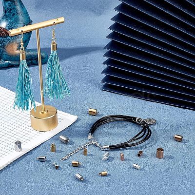 32Pcs 16 Style Ion Plating(IP) 304 Stainless Steel Cord Ends STAS-UN0027-89-1