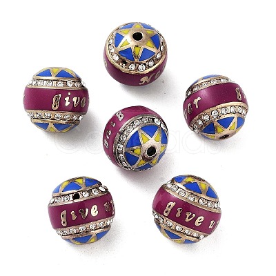 Golden Plated Alloy Rhinestone Beads FIND-E046-06G-1