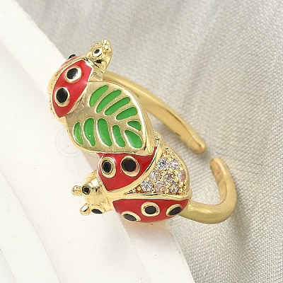 Brass Micro Pave Cubic Zirconia Cuff Rings for Women RJEW-F196-01G-1