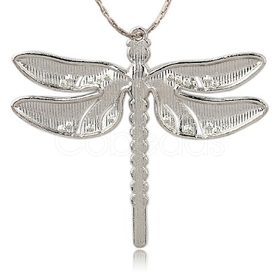 Platinum Alloy Enamel Dragonfly Big Pendants ENAM-J033-03P-1