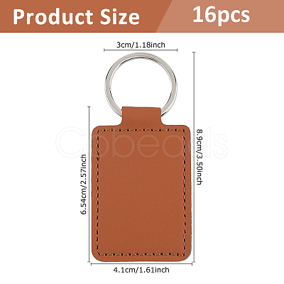 16Pcs Rectangle PU Leather Keychains KEYC-DC0001-45B-1