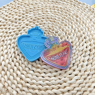 Heart Perfume Bottle with Word BOYS TEARS Pendant Silicone Molds DIY-M034-24-1