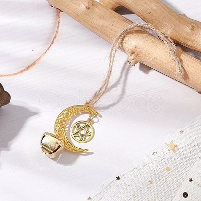 3Pcs 3 Colors Alloy Moon with Star Pendant Decoration HJEW-JM02415-1