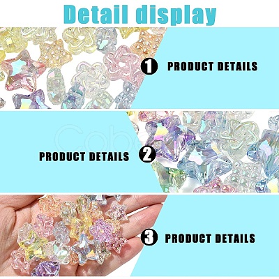 60Pcs 3 Styles UV Plating Transparent Acrylic Beads MACR-YW0004-71-1