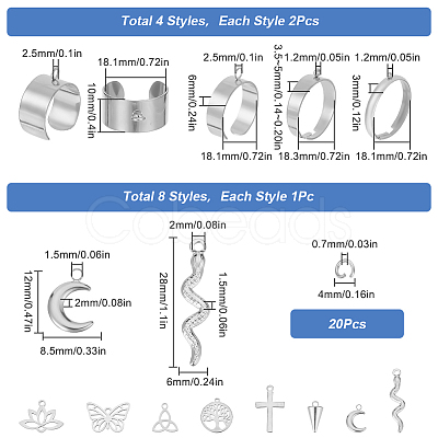 DIY Stainless Steel Charms Cuff Ring Making Kit DIY-SC0026-05P-1