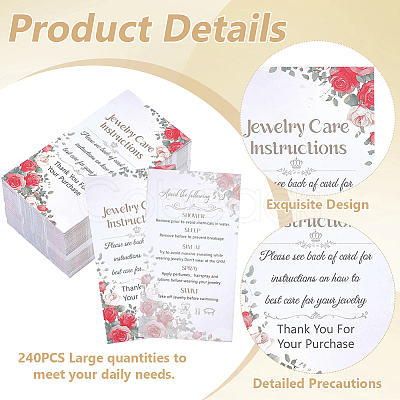 240Pcs Floral Print Paper Care Instructions Cards AJEW-FG0005-62A-1