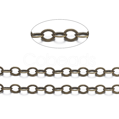 Brass Flat Oval Cable Chains CHC029Y-AB-1