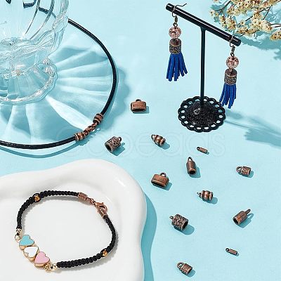 120Pcs 6 Styles Tibetan Style Alloy Cord End FIND-NB0004-49-1