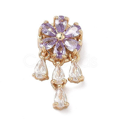 Brass Micro Pave Cubic Zirconia Pendants KK-C168-21G-01-1