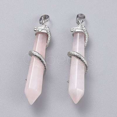 Natural Rose Quartz Big Pointed Pendants G-F696-B13-1