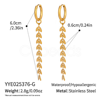 304 Stainless Steel Wheat Tassel Hoop Earrings LS-ID4958-1-1