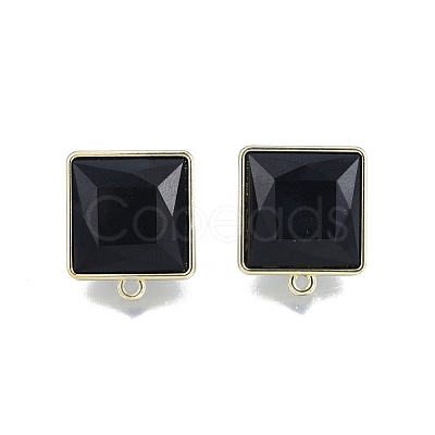 Alloy Stud Earring Findings with Resin PALLOY-N150-84A-1